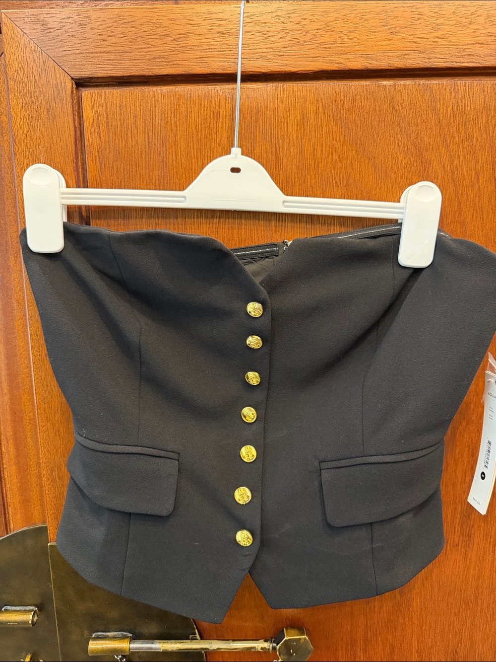 Aqua Black Strapless Corset Top with Gold Buttons Brand New Size Medium